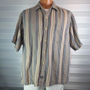Vintage‎ Dockers Linen Blend Striped Shirt Men's XL 90's Y2K
